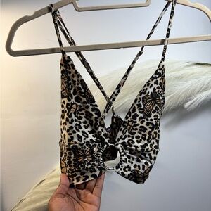 Leopard Print Halter Top with Ring Detail